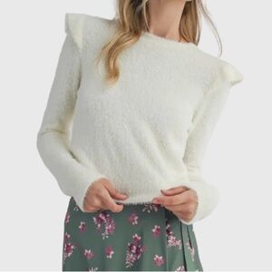Sadie & Sage Ivory ruffle trim sweater s